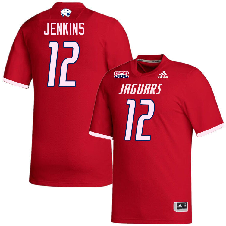 #12 Brendan Jenkins South Alabama Jaguars Jerseys,College Football Uniforms,Apparels Stitched-Red